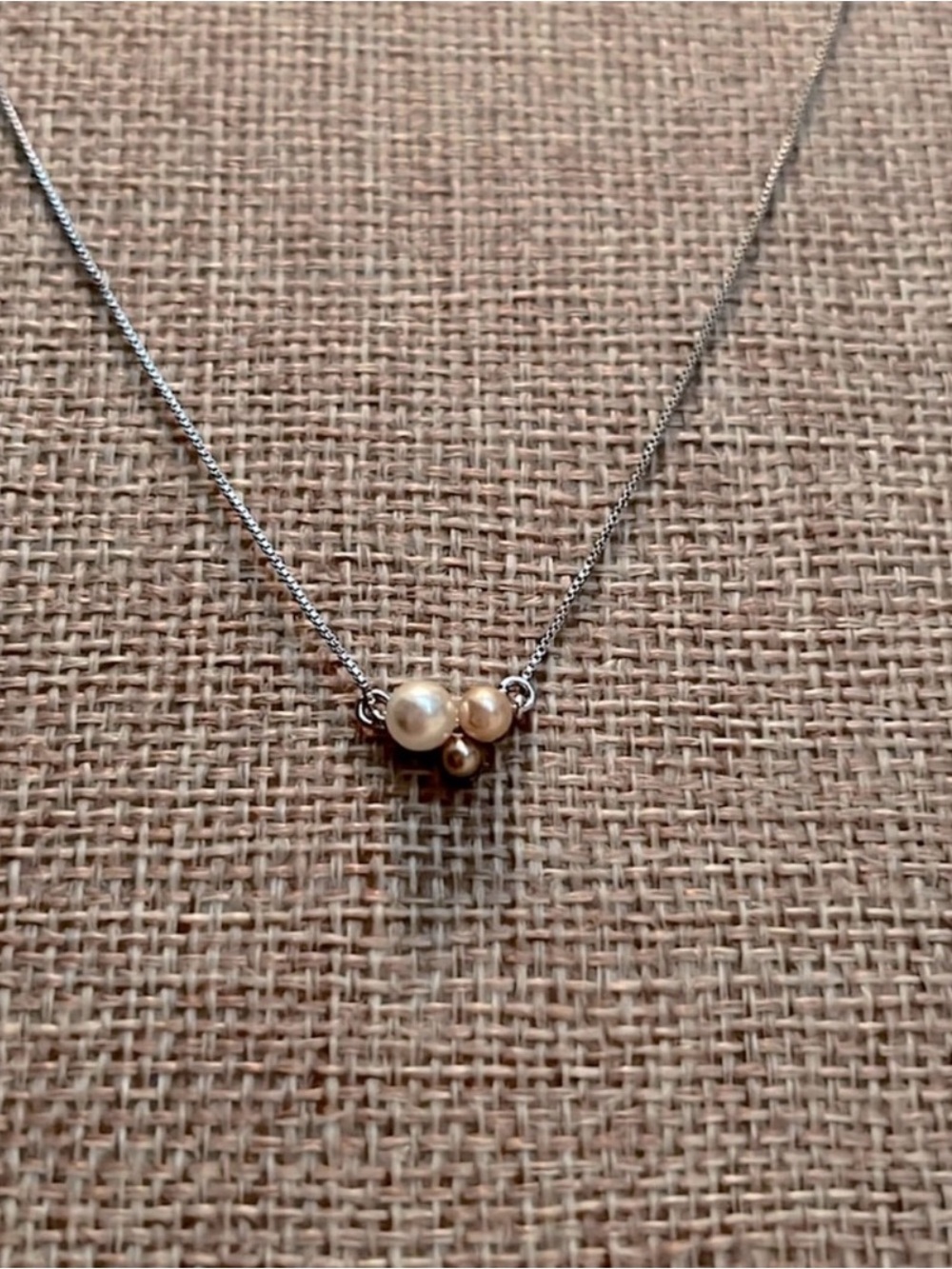 Delicate Pearl Trio Pendant Necklace - Silver Tone